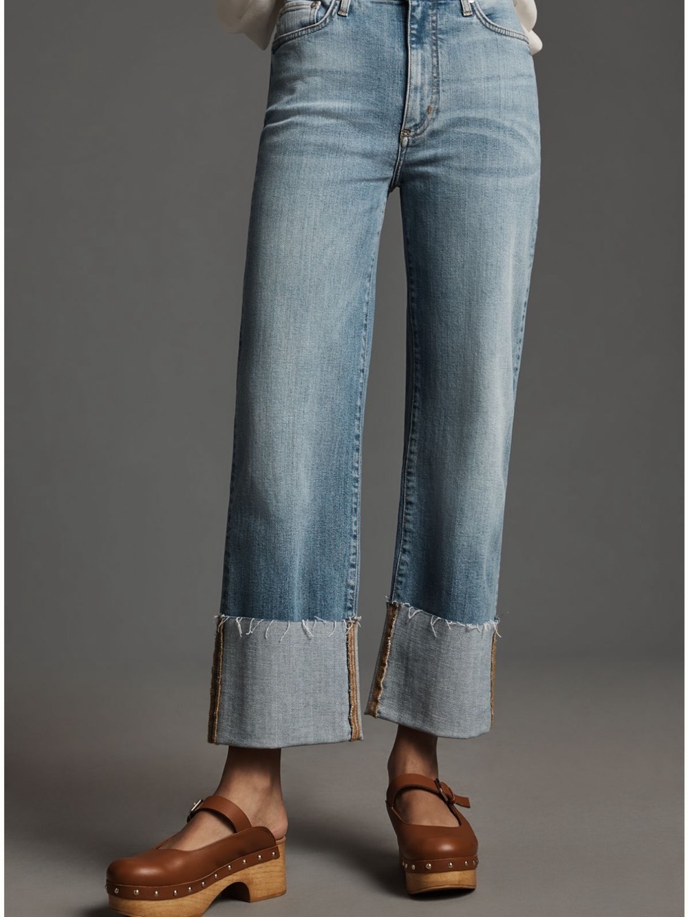 Pilcro Straight-Leg Jeans in Hibberdene Light Blue with Cuffed Hem - Picture 2 of 8